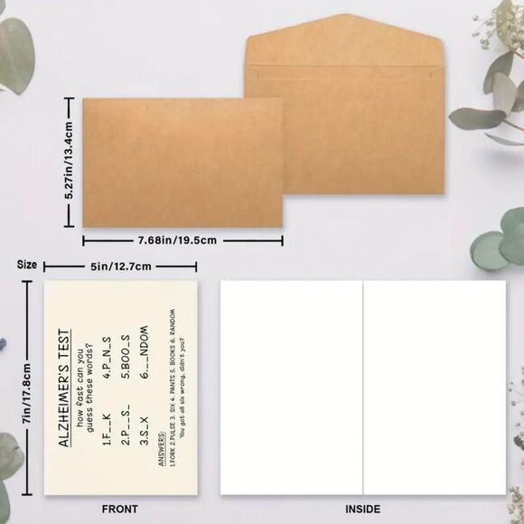 Humorous Alzheimer's Test Birthday Card, 1pc - Picture 6 of 6